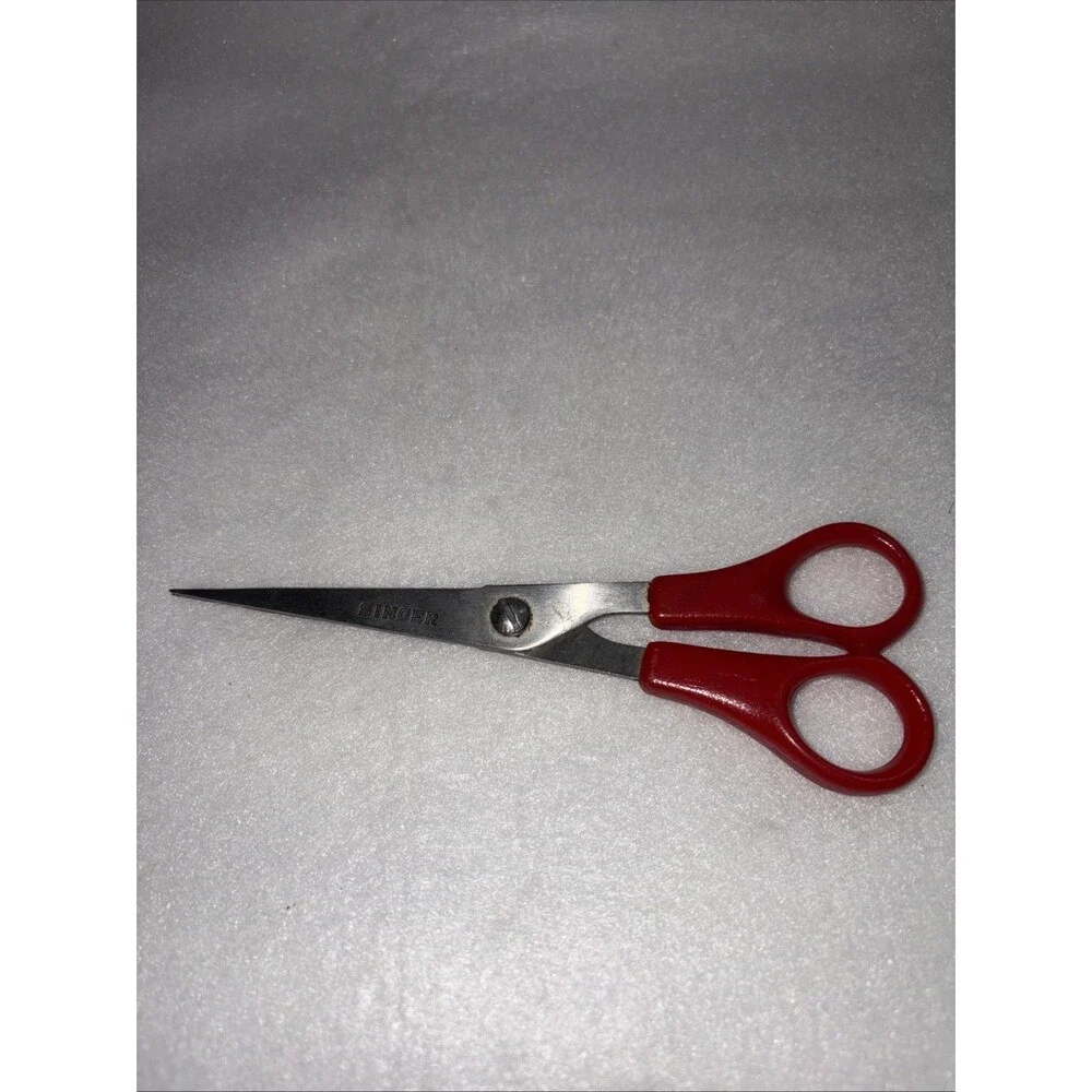 Vintage Red Handle Singer Sewing Shears 6” Stainless Steel